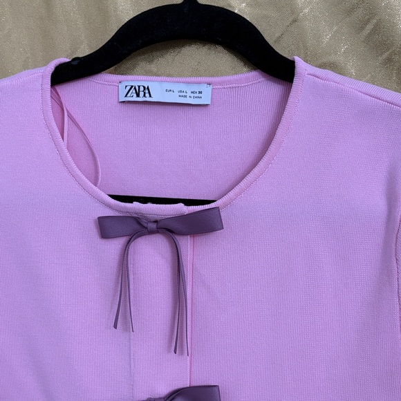 Zara Pink Dress with Purple Bow Details - Picture 2 of 4